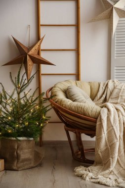Stylish room interior with elegant Christmas decor clipart