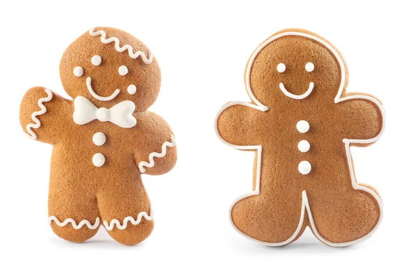 Set Gingerbread Men Isolated White — Stock Photo, Image