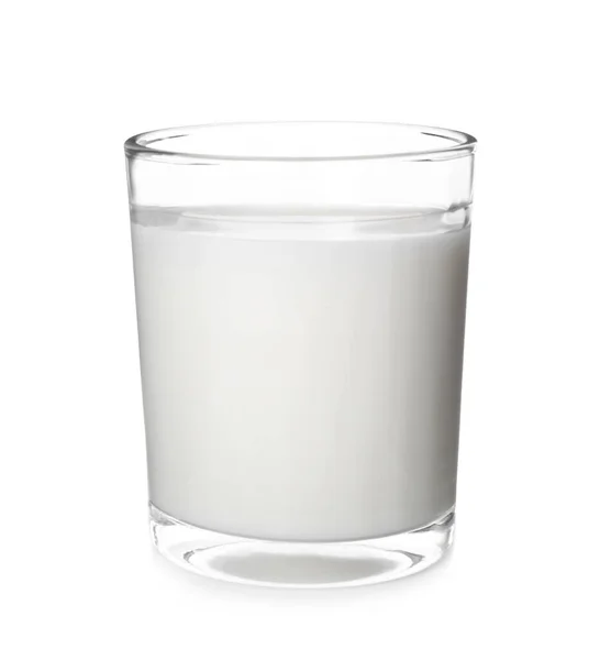 Glas Mit Frischer Milch Isoliert Auf Weiß — Stockfoto