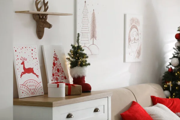 Belles Photos Noël Sur Commode Intérieur Design Intérieur — Photo