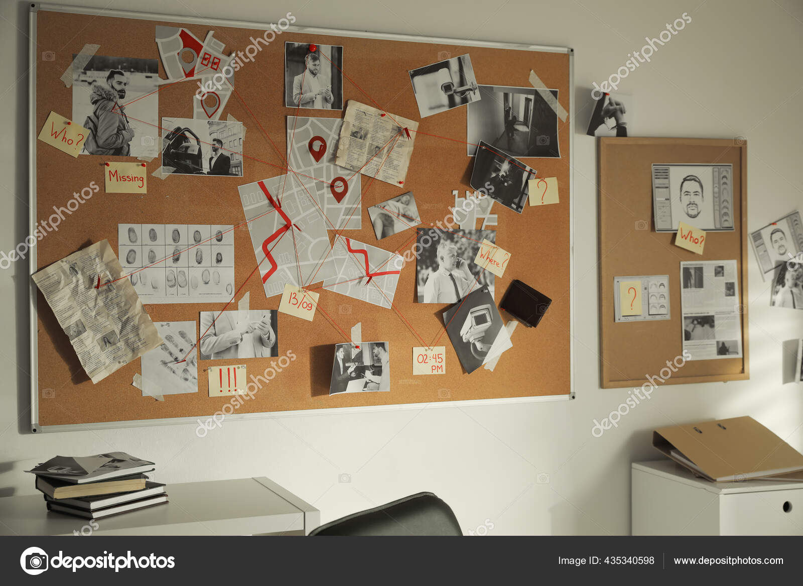 Detective Office Interior Evidence Cork Board Stock Photo by ©NewAfrica