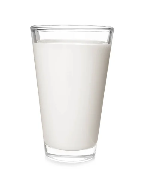 Glas Mit Frischer Milch Isoliert Auf Weiß — Stockfoto