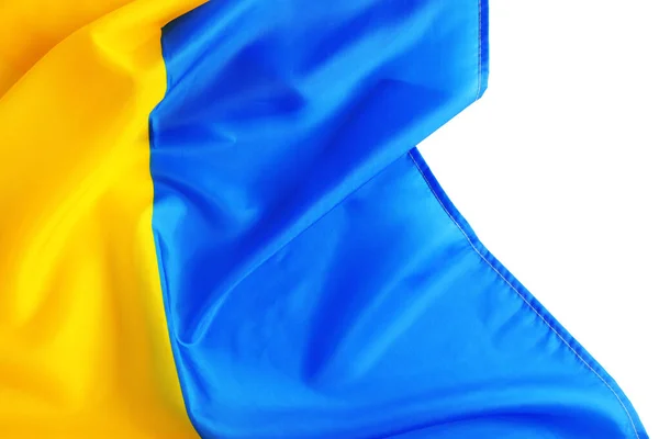 Εθνική Σημαία Της Ουκρανίας Λευκό Φόντο Κορυφαία Προβολή — Φωτογραφία Αρχείου