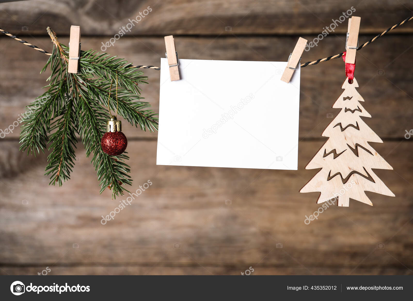 Blank Christmas Card Festive Decor Rope Wooden Background Space Text —  Stock Photo © NewAfrica #435352012