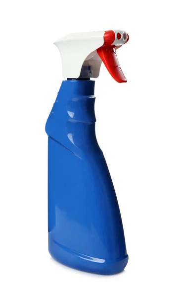 白に隔離された洗浄製品のブルースプレーボトル — ストック写真