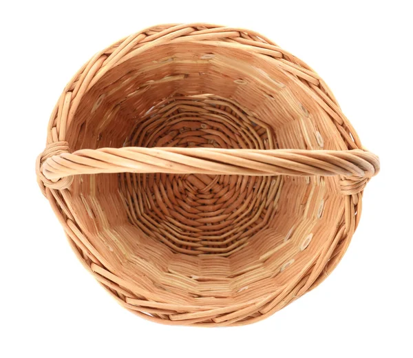 Wicker Basket Handle Isolated White Top View — Stock Photo, Image