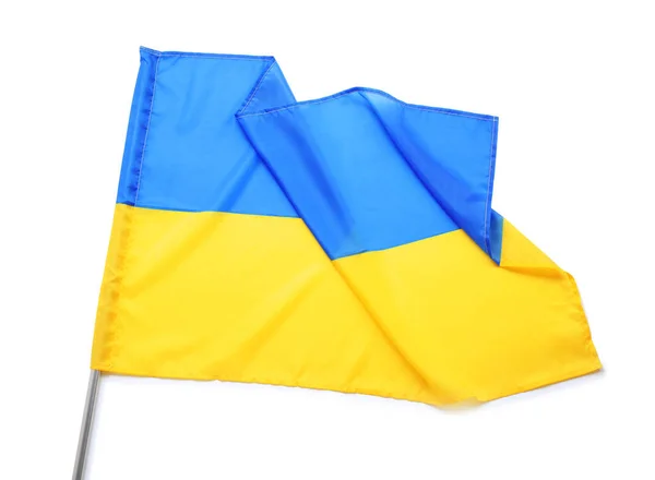 Nationalflagge Der Ukraine Isoliert Auf Weißem Grund Ansicht Von Oben — Stockfoto