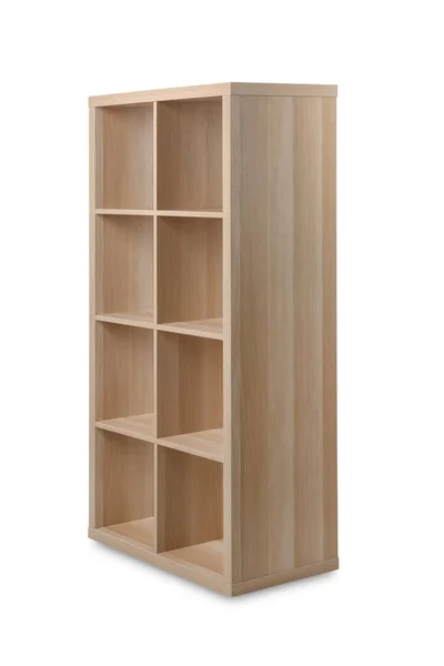 Empty Wooden Shelving Unit Isolated White — Stock Photo, Image