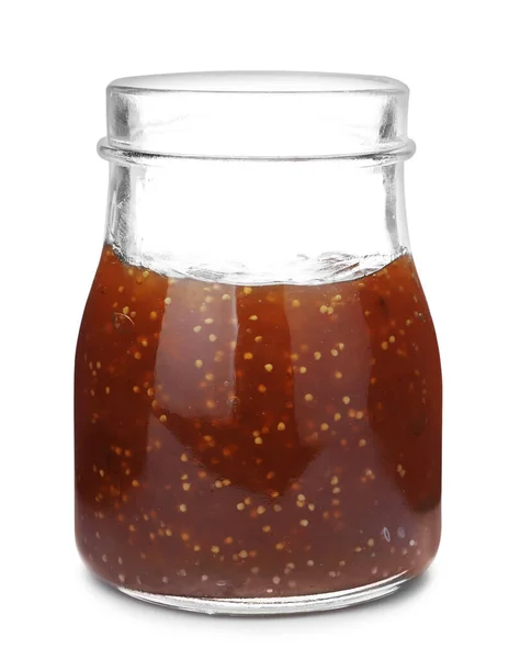 Delicious Fig Jam Glass Jar Isolated White — Stock Photo, Image