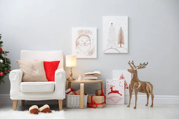 Beautiful Living Room Interior Decorated Christmas — Stock Photo, Image