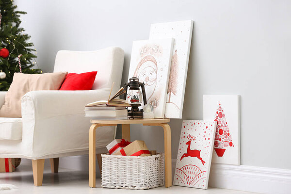 Beautiful living room interior decorated for Christmas