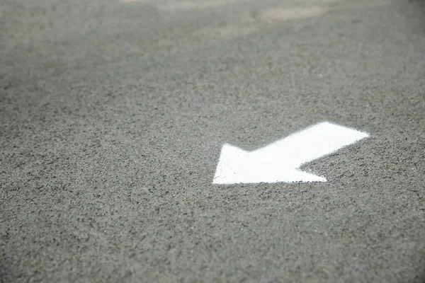 White Arrow Painted Asphalt Space Text — Stock Photo, Image