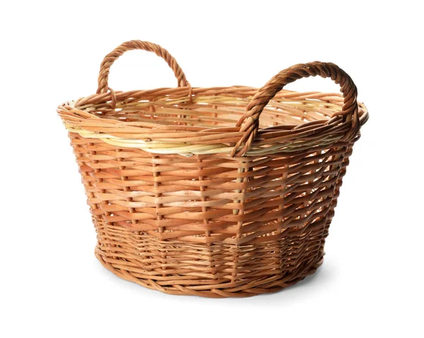 Wicker Basket Handles Isolated White — Stock Photo, Image