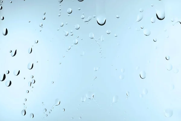 Glass Water Drops Light Blue Background Closeup — Stock Photo, Image