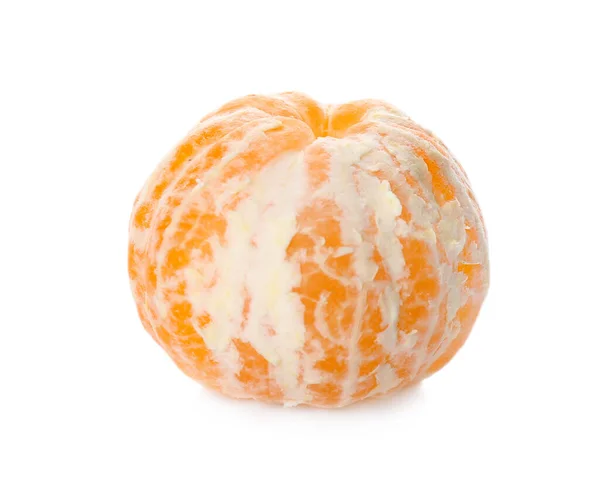 Geschälte Frische Mandarine Isoliert Auf Weiß Zitrusfrüchte — Stockfoto