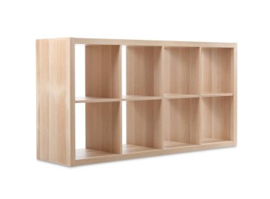 Beyaz ayakkabılar için boş ahşap raf ünitesi