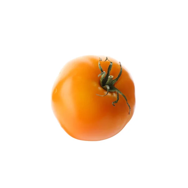 Délicieuse Tomate Jaune Mûre Isolée Sur Blanc — Photo