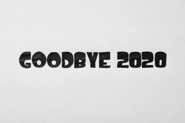 Teks Selamat Tinggal 2020 Ditulis Pada Latar Belakang Putih — Stok Foto