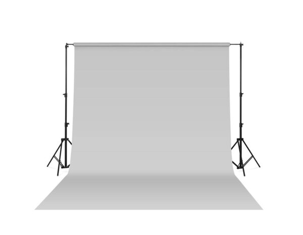 Modern light grey photo background isolated on white. Professional studio equipment