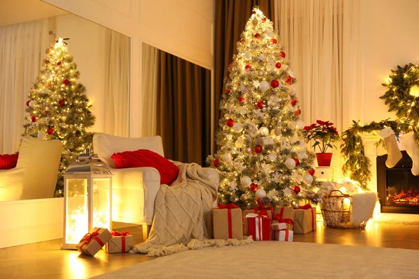 Sala Estar Com Decorações Natal Design Interiores — Fotografia de Stock