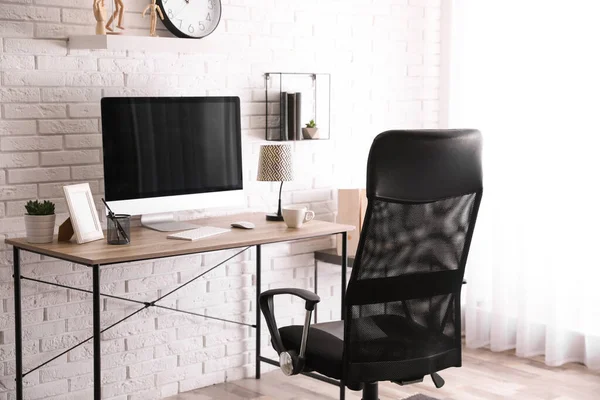 Comfortable Chair Desk Modern Office Interior — Stock Photo, Image