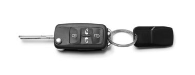 Modern araba çevirme anahtarı beyaz, üst görünümde izole edilmiş ıvır zıvır