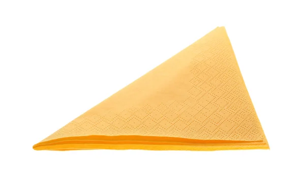 Tecido Papel Limpo Amarelo Dobrado Isolado Branco — Fotografia de Stock