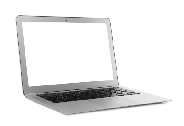 Laptop Com Tela Branco Isolado Branco Mockup Para Design — Fotografia de Stock