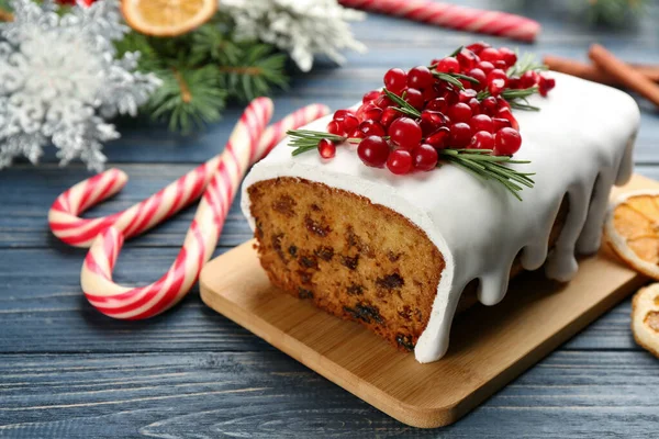 Torta Tradicional Navidad Clásica Decorada Con Arándanos Semillas Granada Romero — Foto de Stock