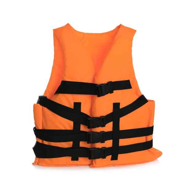 Оранжевая Куртка Изолирована Белом Персональное Флотационное Устройство — стоковое фото