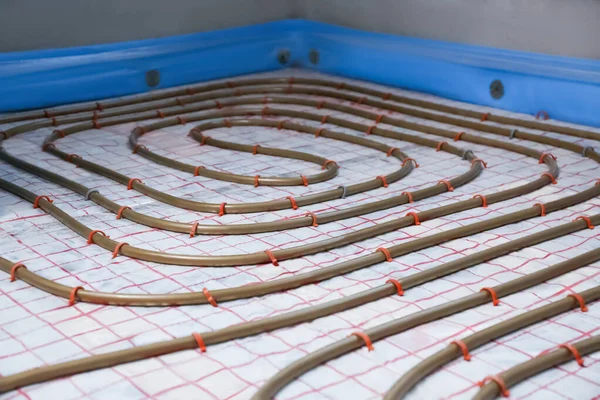 Installation Underfloor Heating System Building — Stock Photo, Image