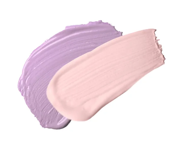 Strokes Pink Purple Color Correcting Concealers White Background Top View — Stock Photo, Image