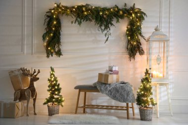 Köknar desenli güzel Noel temalı fotoğraf bölgesi