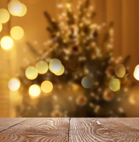 Üres Felület Elmosódott Kilátás Karácsonyfa Szobában Hely Szöveges Belső Kialakítás — Stock Fotó