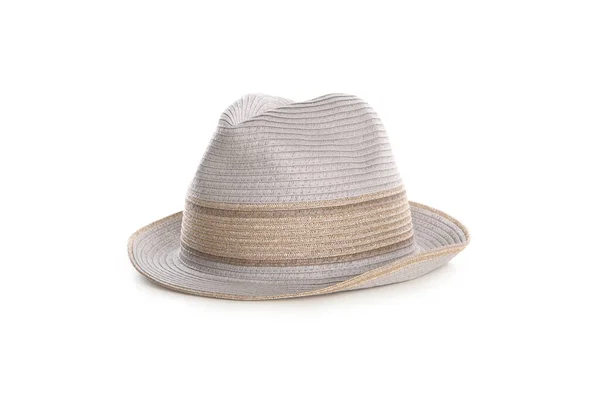 Κομψό Καπέλο Που Απομονώνεται Στο Λευκό Αξεσουάρ Παραλίας — Φωτογραφία Αρχείου