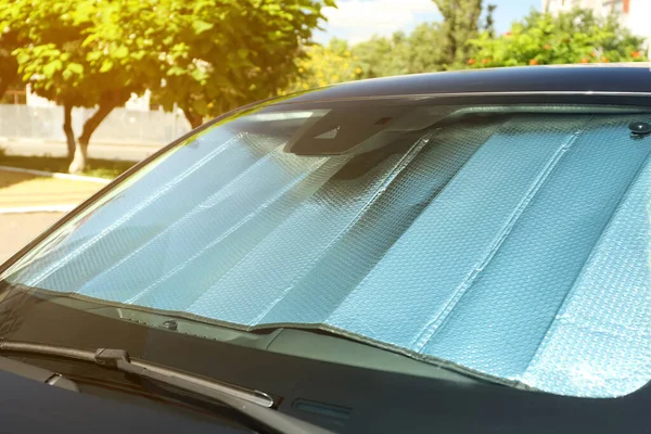 Sun Shade Windshield Car Closeup Heat Protection — Stock Photo, Image