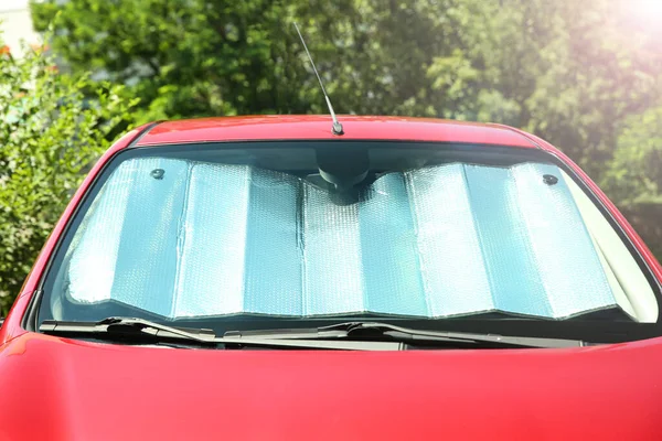 Sun Shade Windshield Car Closeup Heat Protection — Stock Photo, Image