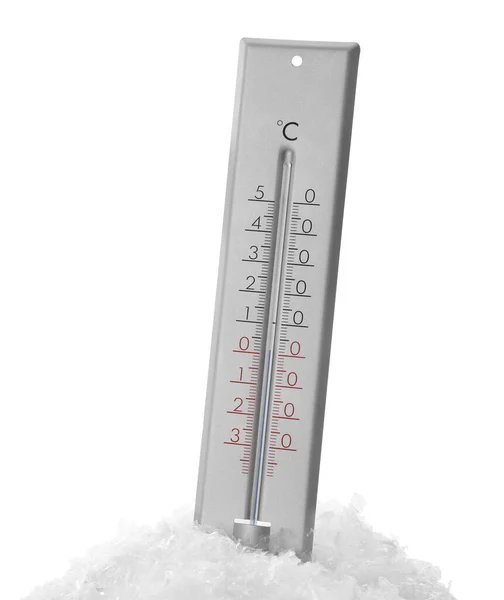 Termometro Meteo Neve Sfondo Bianco — Foto Stock