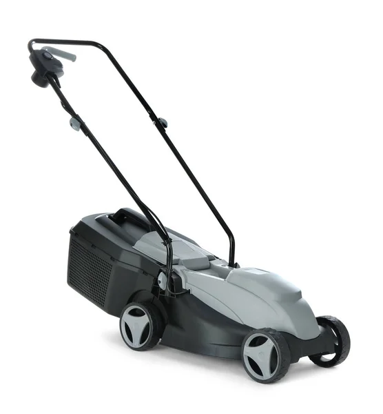 Modern Lawn Mower Isolated White Garden Tool — Stock Photo, Image