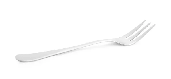Nuevo Tenedor Limpio Brillante Aislado Blanco — Foto de Stock
