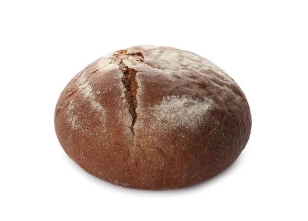 Bochenek Pysznego Świeżego Chleba Wyizolowany Białym — Zdjęcie stockowe