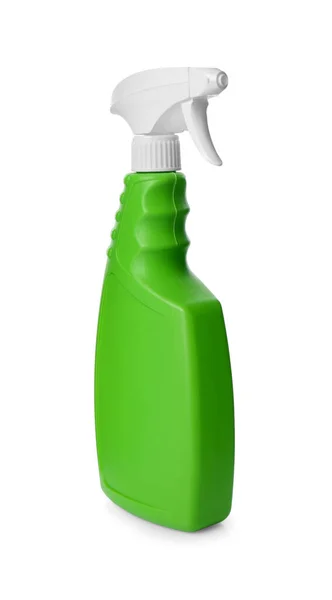 白色隔离的绿色清洁剂瓶 — 图库照片