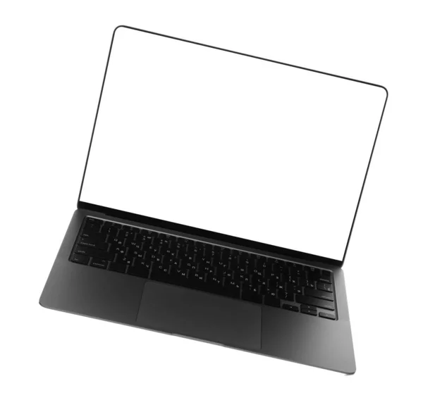 Laptop Met Blanco Scherm Geïsoleerd Wit Mockup Voor Ontwerp — Stockfoto