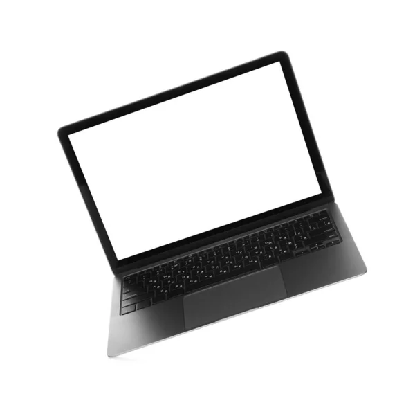 Laptop Üres Képernyővel Elszigetelt Fehér Mockup Tervezéshez — Stock Fotó