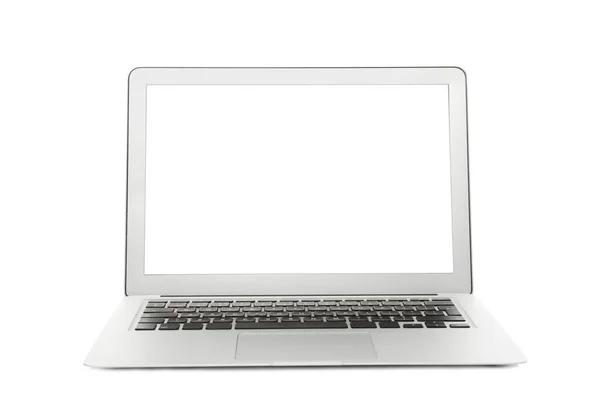 Laptop Dengan Layar Kosong Terisolasi Pada Warna Putih Mockup Untuk — Stok Foto