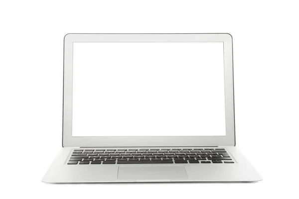 Laptop Con Schermo Bianco Isolato Bianco Mockup Design — Foto Stock