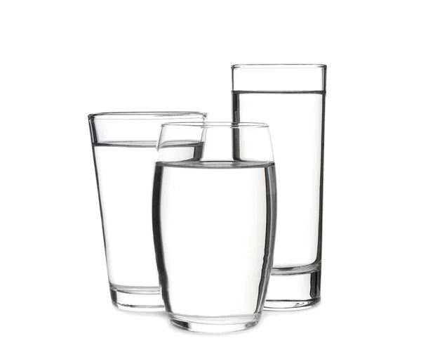 Vasos Agua Pura Aislados Blanco — Foto de Stock