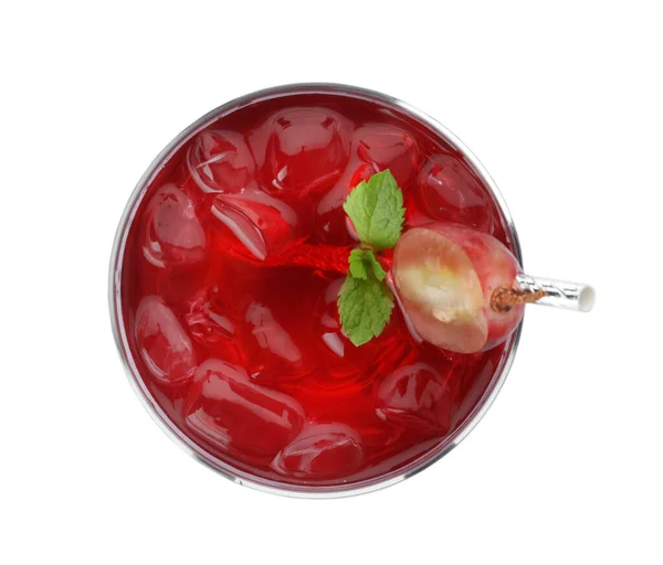 Köstliches Traubensodawasser Isoliert Auf Weißem Grund Von Oben Gesehen Erfrischendes — Stockfoto