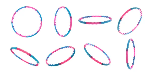 Uppsättning Hula Ringar Isolerade Vitt Banderolldesign — Stockfoto
