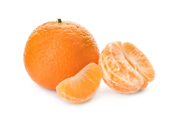 Friss Mandarin Fehér Háttérrel Citrusfélék — Stock Fotó